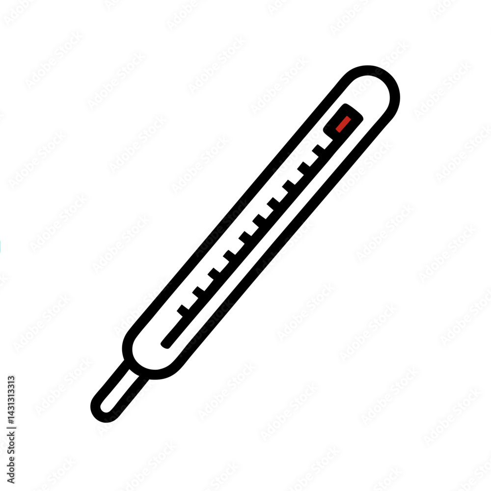 Mercury Thermometer Icon Illustrating Medical Temperature Measurement With Clear Scale Mercury Thermometer Icon Illustrating Medical Temperature Measurement With Clear Scale