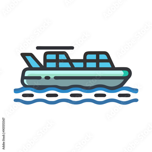 Iconic Houseboat Illustration on Water: Modern Design for Maritime Enthusiasts