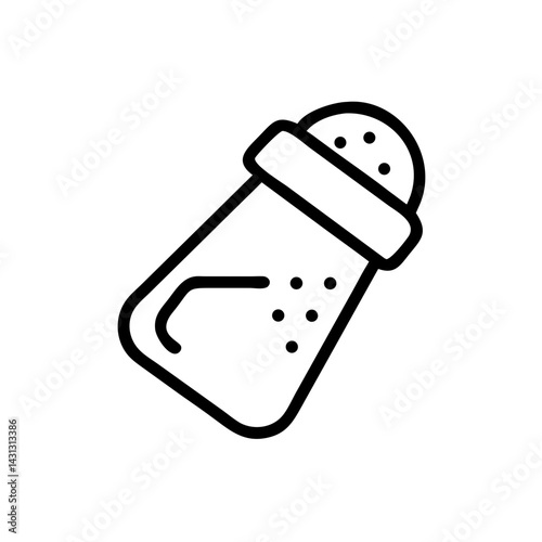 Outline drawing of a salt shaker with a perforated lid and visible salt granules inside the container