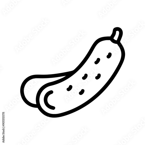 Outline drawing of a cucumber with seeds shown in a simple illustration style on a white background