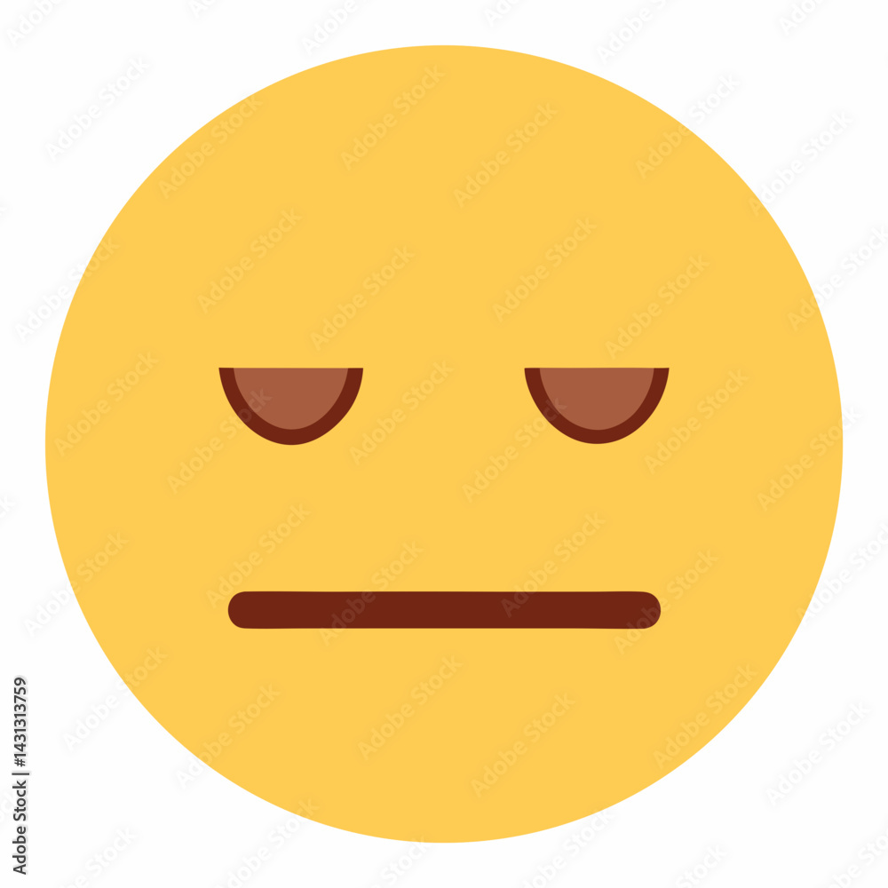 Fototapeta premium Unimpressed Yellow Emoji Vector Illustration Expressing Disappointment Or Neutral Emotion Flat Design