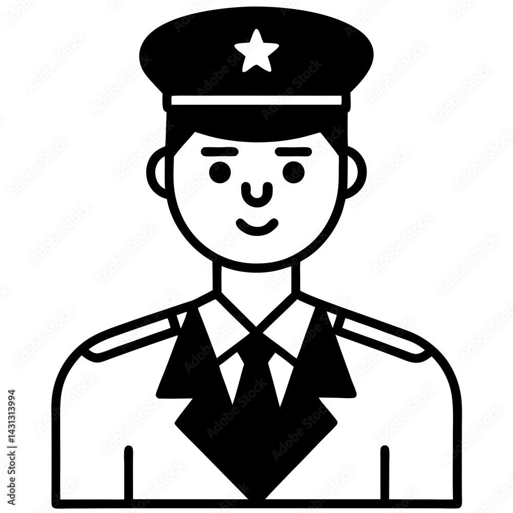 Illustration Of A Smiling Police Officer In Uniform Isolated On White Illustration Of A Smiling Police Officer In Uniform Isolated On White