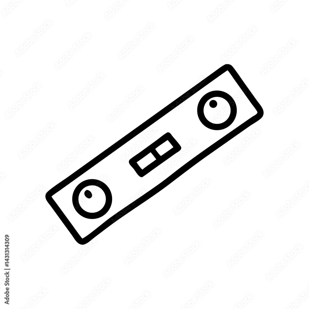 Fototapeta premium Illustration of a black outline level tool with two circular bubbles and a rectangular window shown