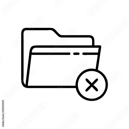 Outline icon of a folder with a delete symbol indicating removal or deletion of data or files inside it