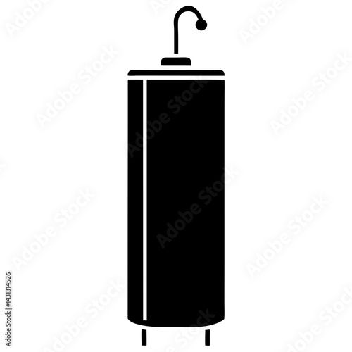 Black Silhouette Of A Water Heater Boiler For Domestic Use On White