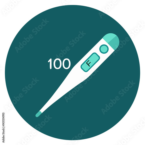 Fever Thermometer Graphic Icon High Temperature Reading In Fahrenheit Scale