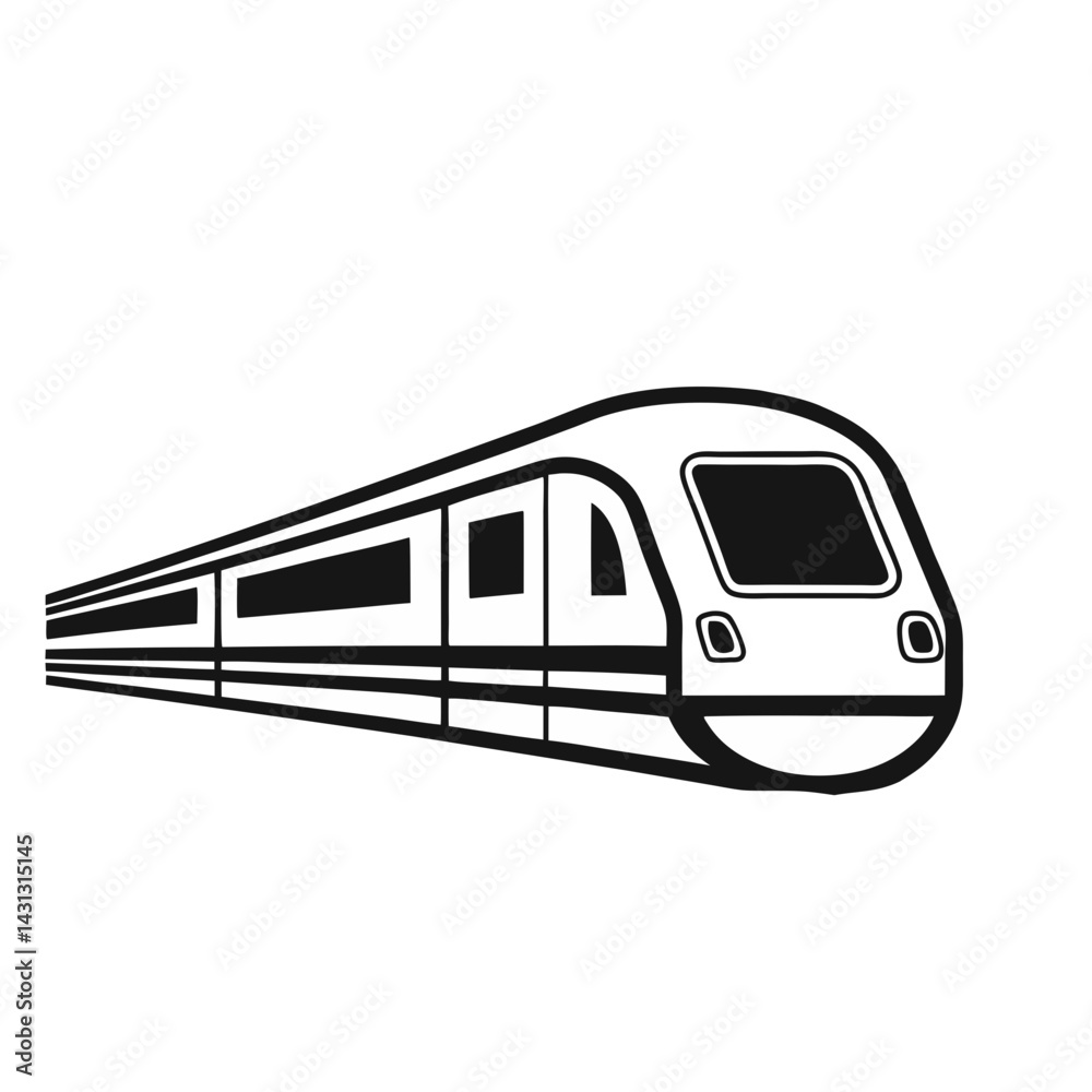 Modern Train Vector Illustration In Black And White Simple And Clean Style Modern Train Vector Illustration In Black And White Simple And Clean Style