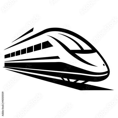 Modern High Speed Train Minimalist Vector Illustration For Transportation And Travel