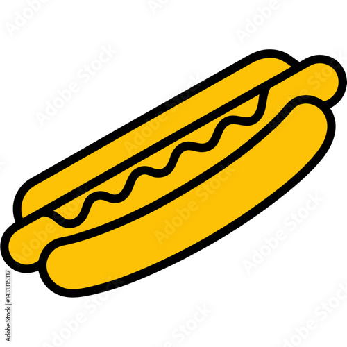 Simple Hotdog Icon With Mustard Line Art Fast Food Illustration