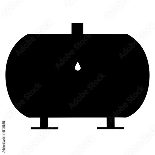 Black Silhouette Depiction Of Horizontal Oil Gas Liquid Tank With Drop