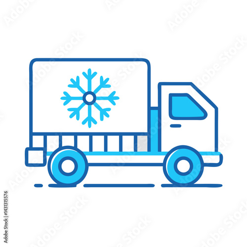 Refrigerated Truck with Snowflake Icon for Cold Chain Logistics