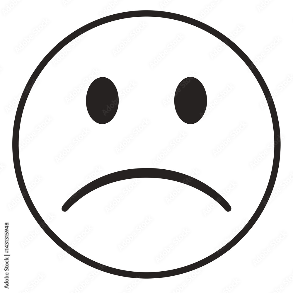 Simple Sad Face Outline Vector Illustration Isolated On White Background Design Simple Sad Face Outline Vector Illustration Isolated On White Background Design