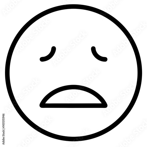 Simple Graphic Design Of Sad Face Emoticon In Black And White