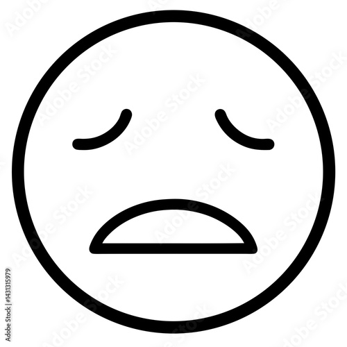 Sad Emoji Icon Expressing Unhappiness And Disappointment In A Simple Outline Style