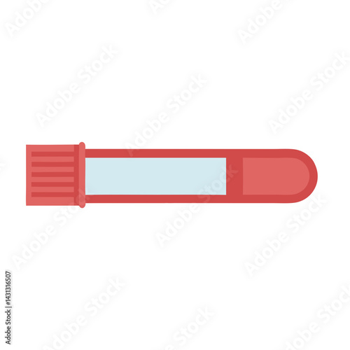 Red Topped Blood Sample Vial Isolated On White Background Vector Illustration