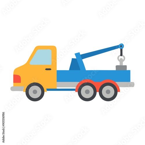 Colorful Cartoon Tow Truck Illustration on Black Background, Automotive Industry