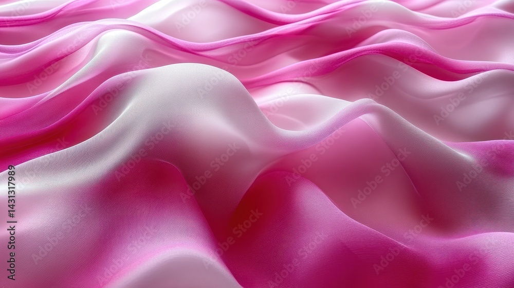 Fototapeta premium Delicate pink and white silk fabric drapes in soft, flowing waves