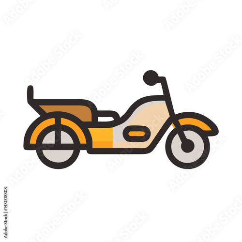 Stylish Motorcycle Illustration: Retro Design on Black Background, Simple Vector Art