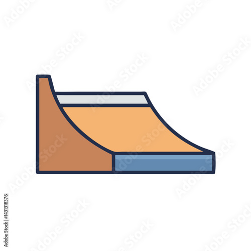 Skate Ramp Illustration: Minimalist Design for Skateboarding and Extreme Sports