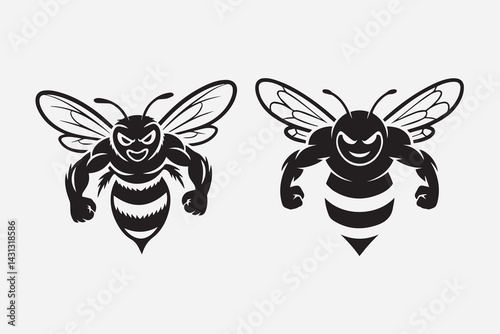 angry bee illustration vector