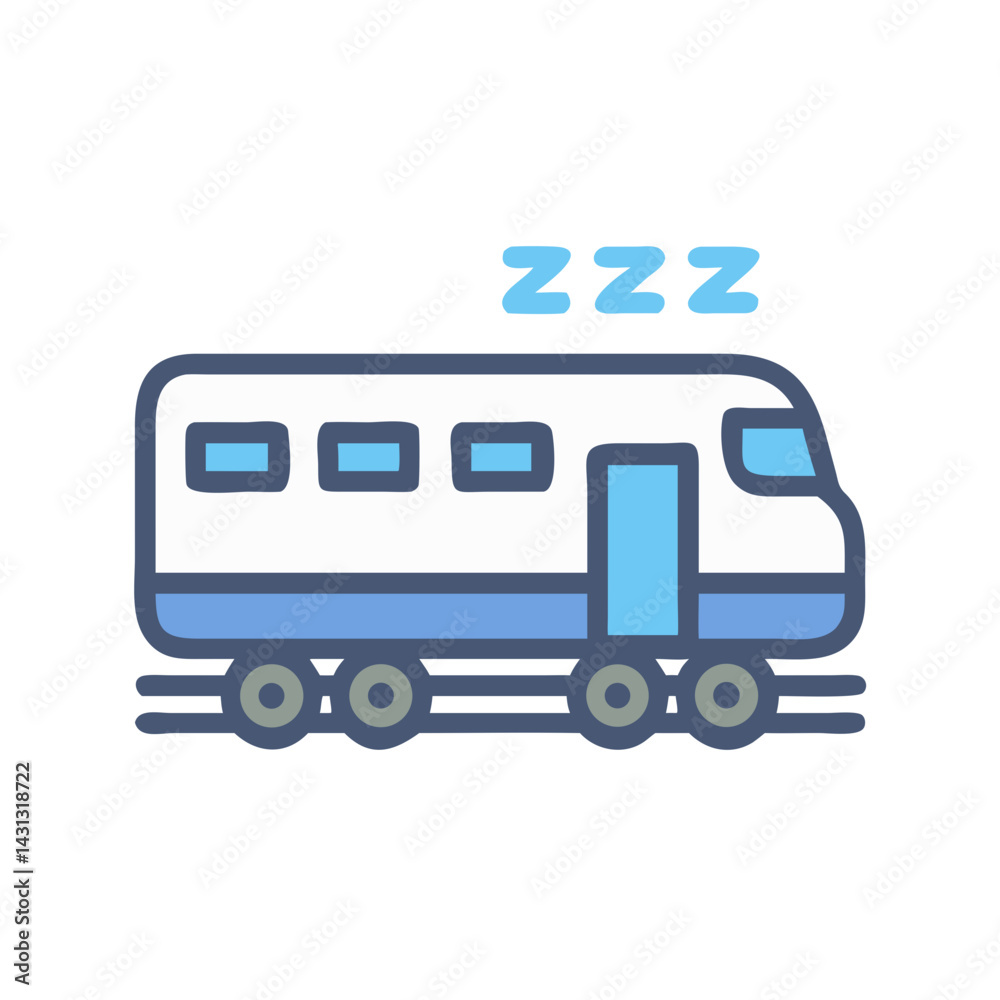 Sleeping Train Cartoon Illustration on Black Background for Commercial Use Sleeping Train Cartoon Illustration on Black Background for Commercial Use