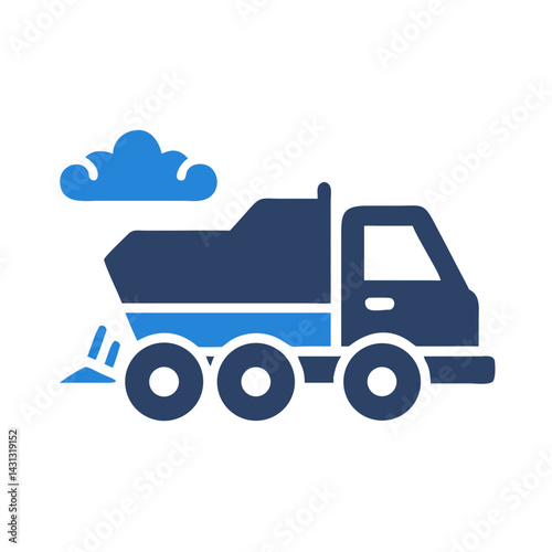 Blue Icon Illustration: Snow Removal Truck for Winter Services