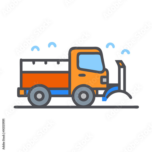 Illustration of a street sweeper truck cleaning with water on black background