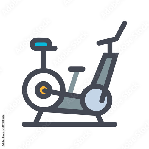 Exercise Bike Icon: Fitness Equipment, Cardio Workout, and Healthy Lifestyle