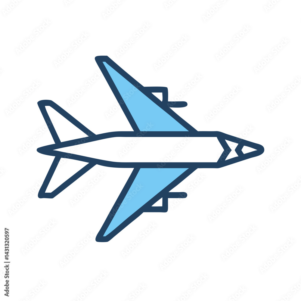 Stylized Airplane Icon in Blue Isolated on Black Background Stylized Airplane Icon in Blue Isolated on Black Background