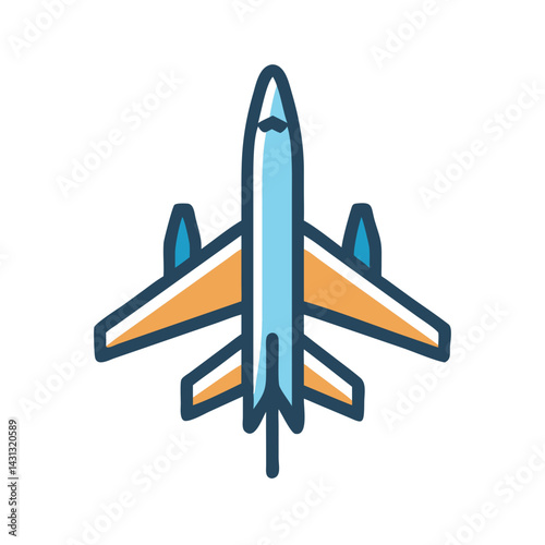 Jet Airplane Illustration on Black Background, Modern Design, Vector