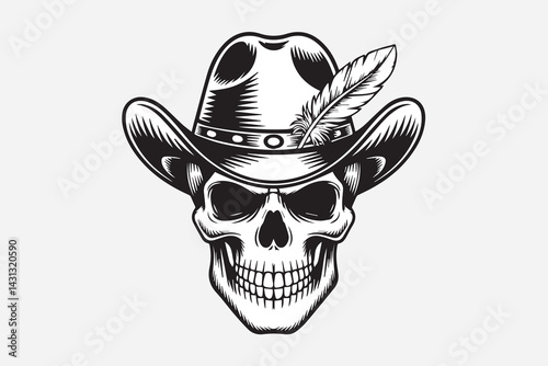 skull cowboy illustration vector
