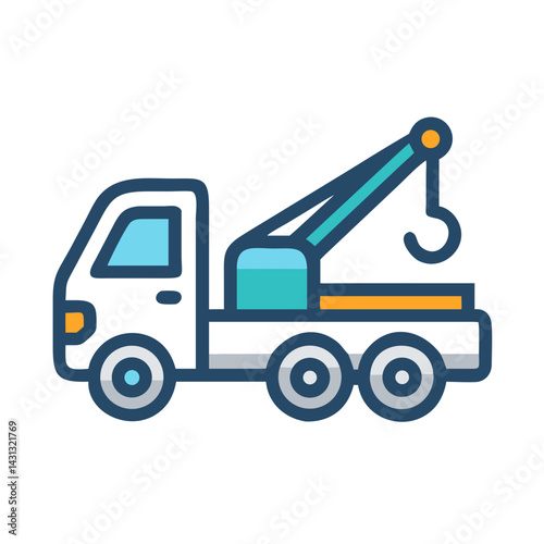 Illustration of a Cartoon Tow Truck on Black Background