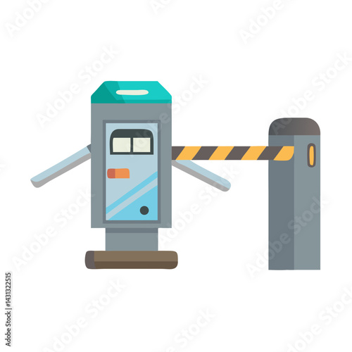 Automatic Barrier Gate with Security System for Access Control Illustration