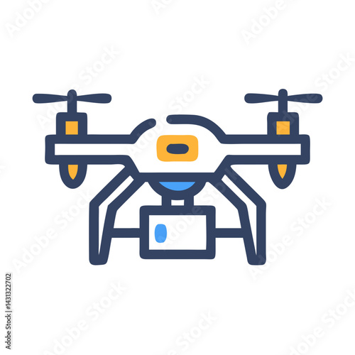 Modern Drone Icon with Camera for Aerial Photography and Videography