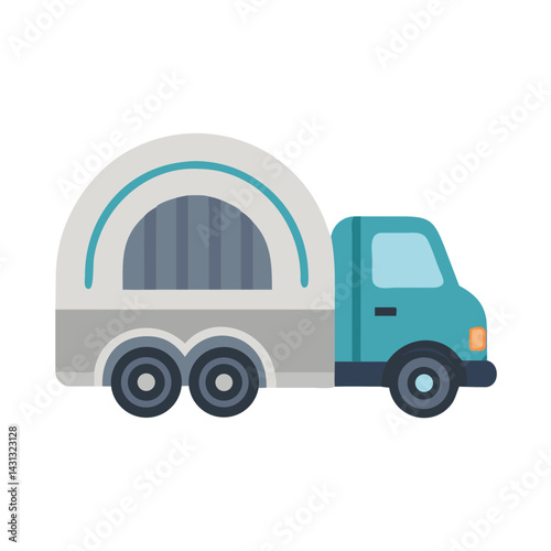 Flat Vector Delivery Truck Isolated on Black Background for Transportation