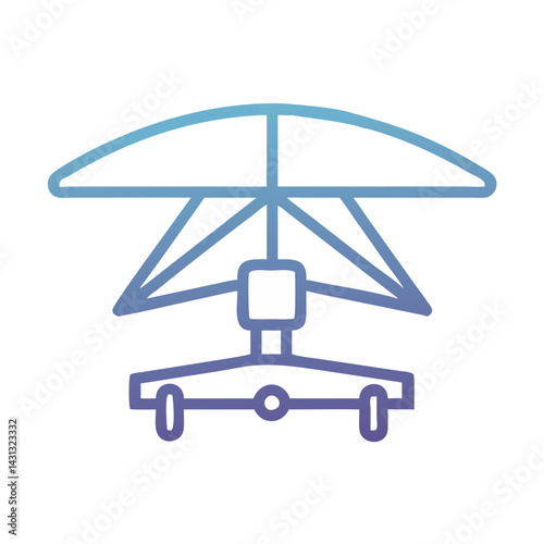 Hang Glider Icon: Gradient Outline Vector for Extreme Sports and Recreation