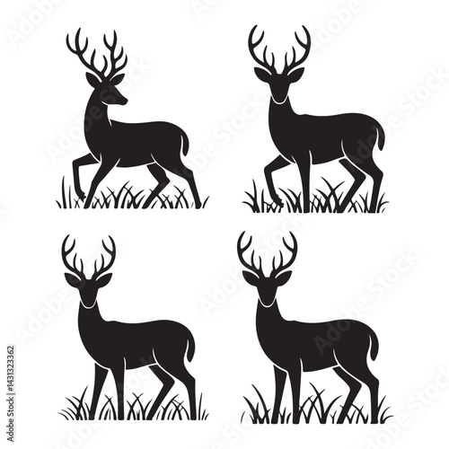 set of deer silhouettes