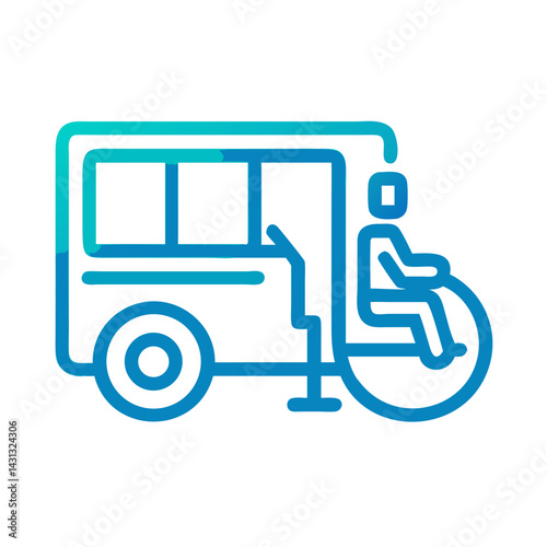 Handicap Accessible Vehicle Illustration in Blue Gradient on Black Background