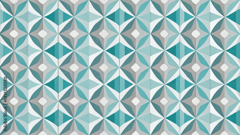 Seamless Teal and Gray Geometric Pattern for Textile Design and Surface Decoration