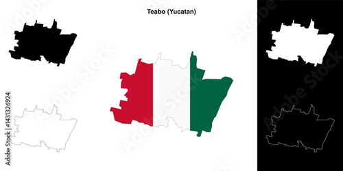 Teabo municipality (Yucatan) outline map set