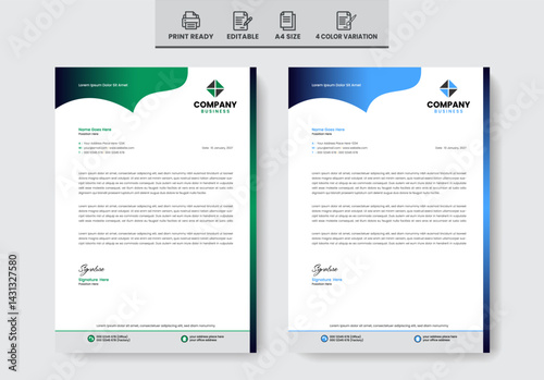 Flat creative business letterhead template