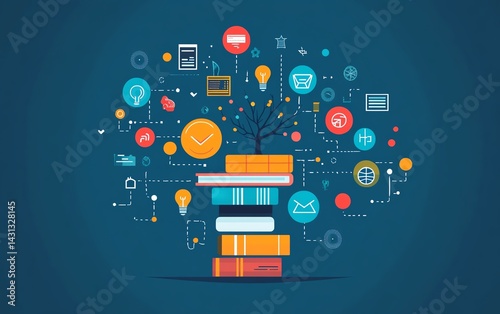 abstract representation of the societal impact of educational technology, digital learning platforms shaping modern society, innovative education systems and futuredriven society