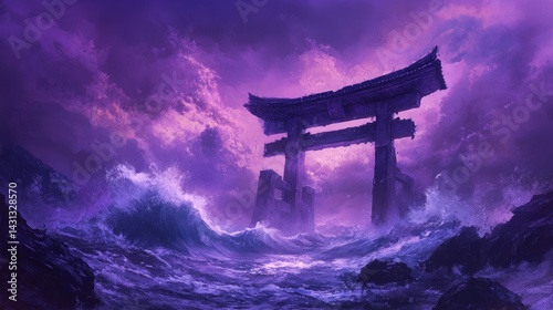 Battering Battering Twilight Scene Over Skies Purple