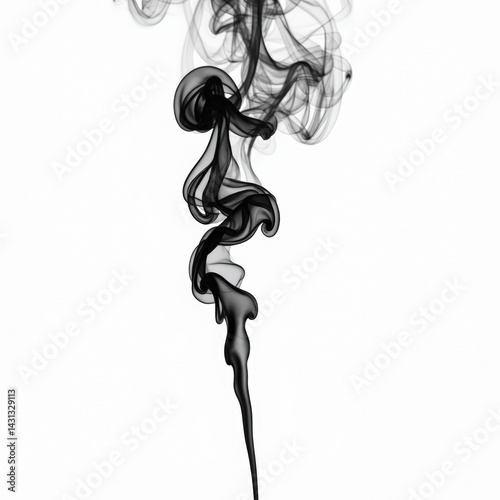 Dramatic Black Smoke Plume Rising: Abstract Design Element for Art Science and More Projects