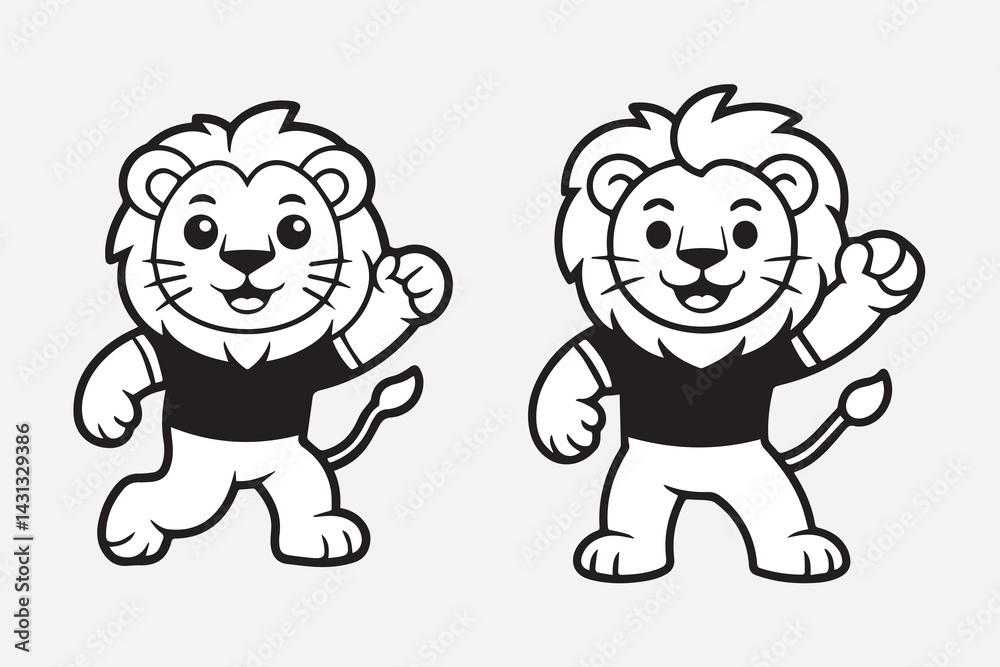 Fototapeta premium walking lion illustration vector
