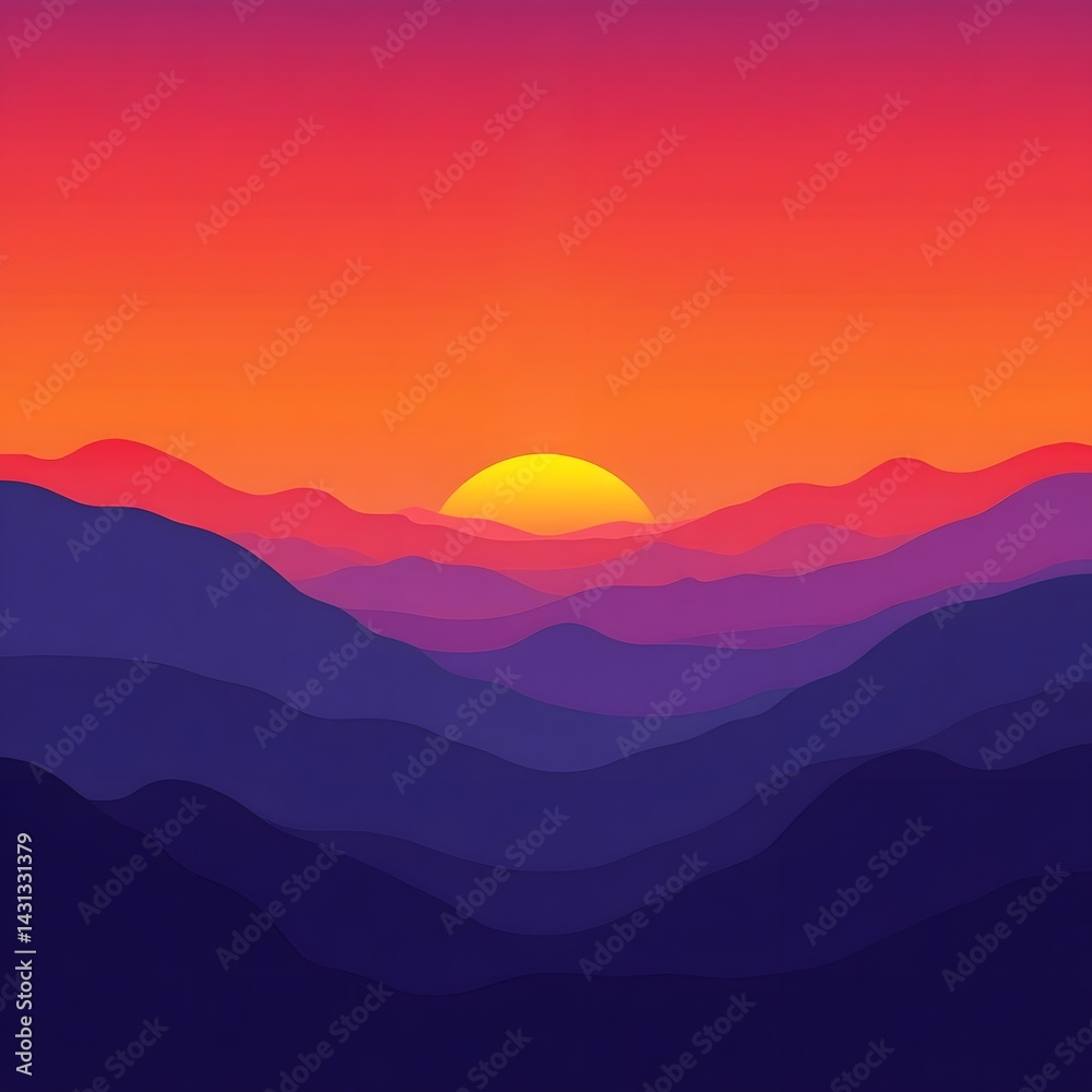 Neural Twilight: AI Sunset Over Silhouetted Peaks Neural Twilight: AI Sunset Over Silhouetted Peaks