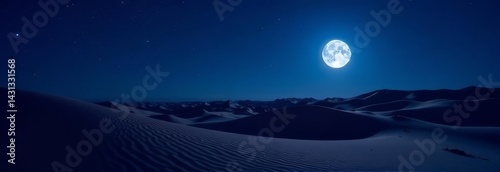 Magical night sky with clouds and bright moon.