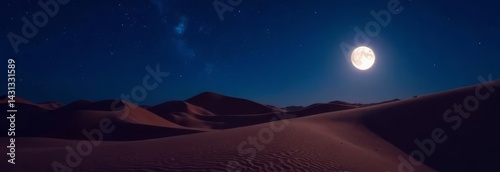 Magical night sky with clouds and bright moon.