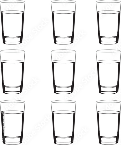 Vector abstract illustration water glass on white background. 