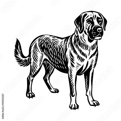 A vintage style illustration of anatolian shepherd 